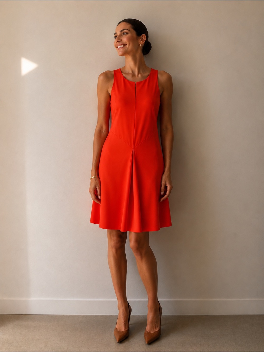Stella McCartney Orange Halter Neck Keyhole Fit Flare Dress Cocktail Luxury
